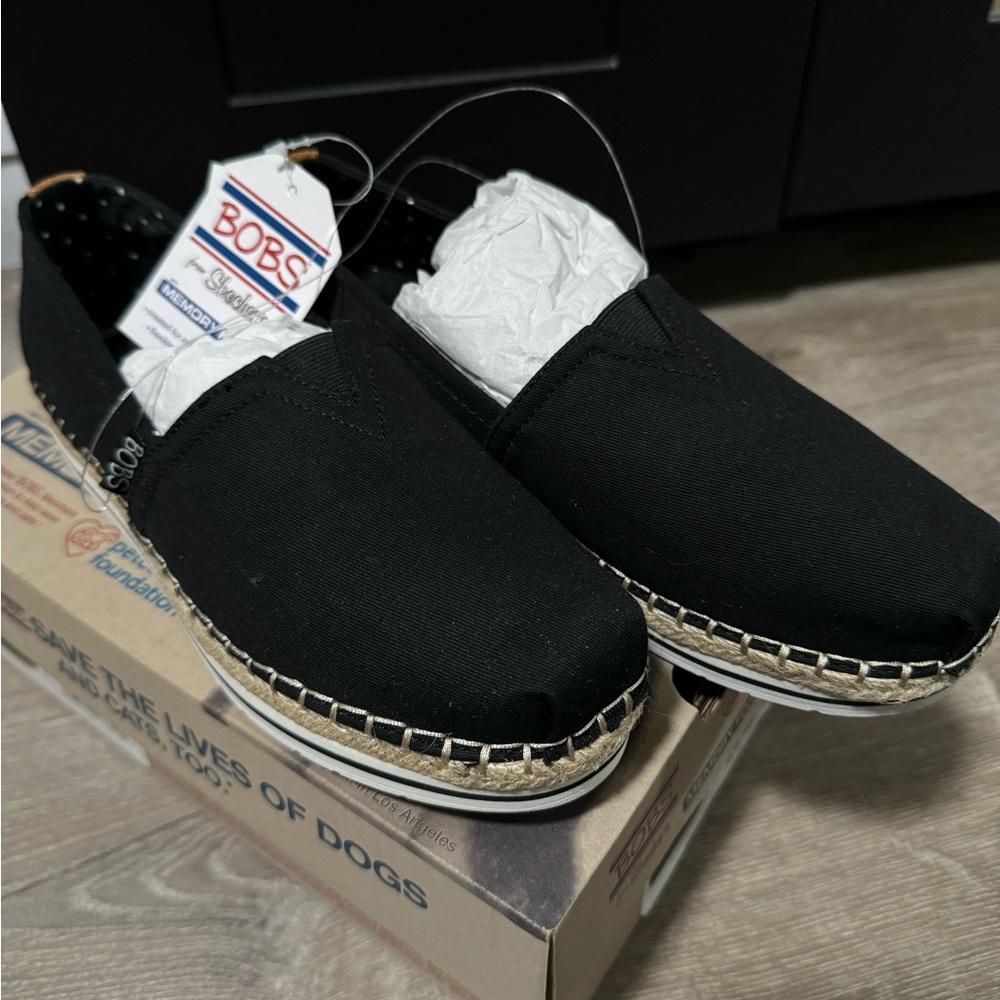 Skechers Black Canvas Slip-On Loafers